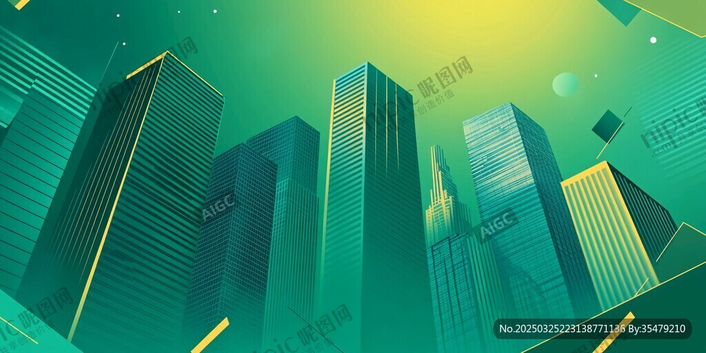 夢幻綠色都市建筑群