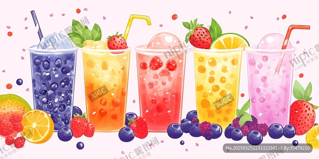 繽紛鮮果氣泡果汁飲品