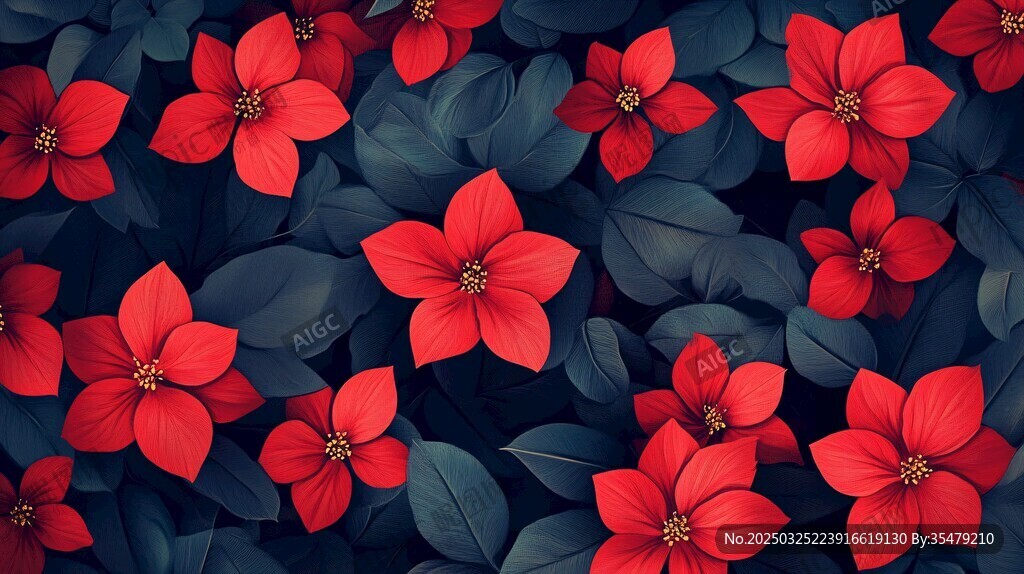 紅色花卉與綠葉的夢幻組合