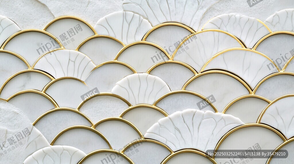 魚(yú)鱗狀白色金邊紋理圖案