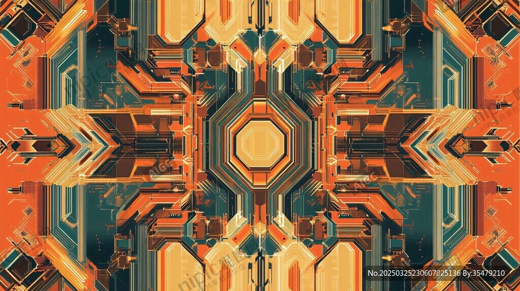 未來感幾何機械抽象圖案