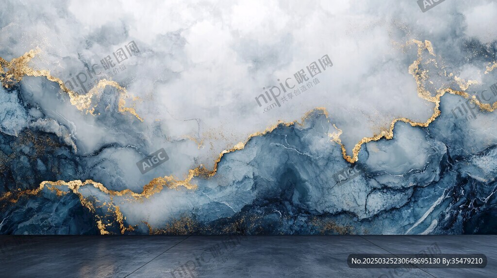 藍金大理石紋理墻面背景