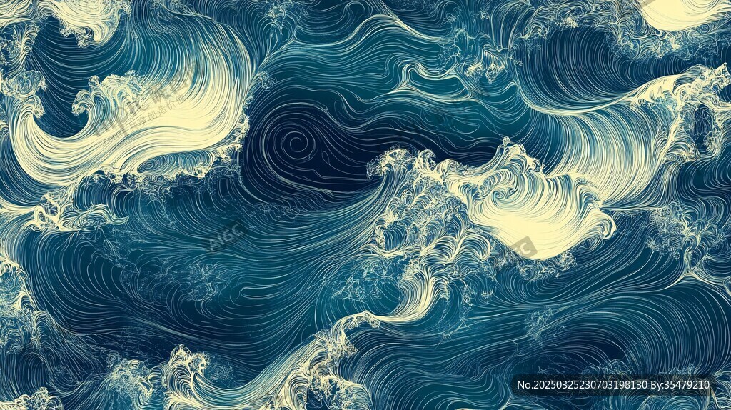 海浪涌動的奇幻紋理畫面