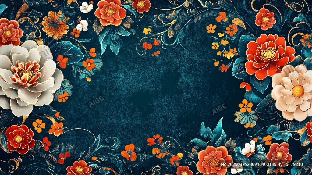 中式繁花背景圖