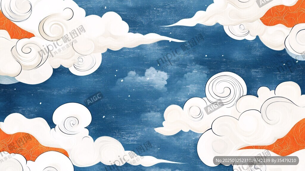 夢幻云海星空中式風背景