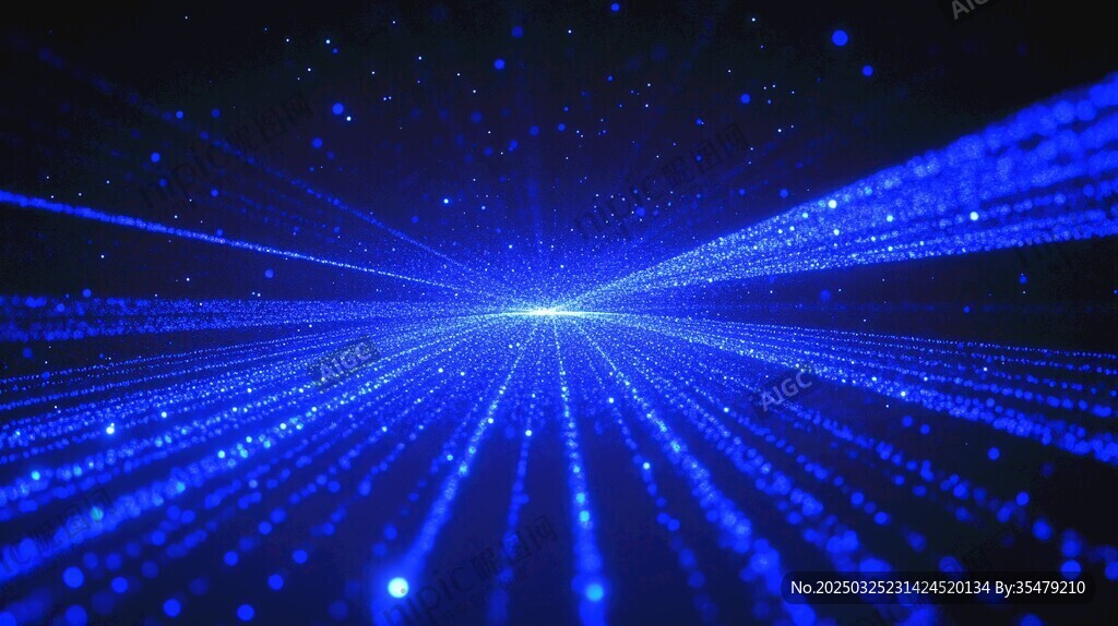 藍色粒子光線科幻背景