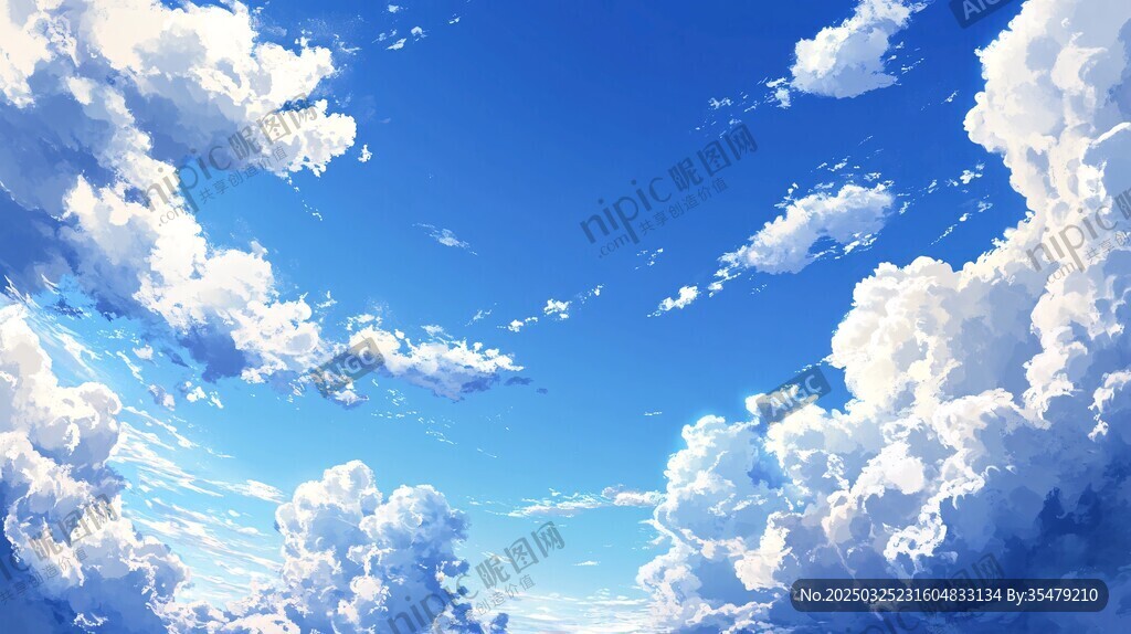 夢幻藍天與蓬松云朵