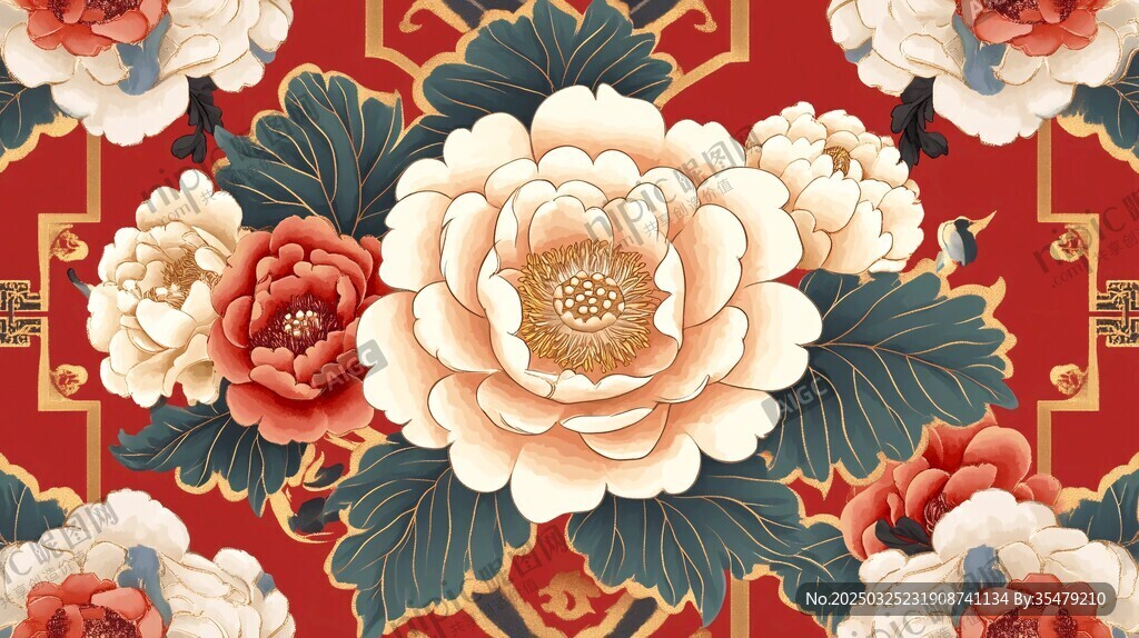 中式牡丹花卉傳統(tǒng)紋樣