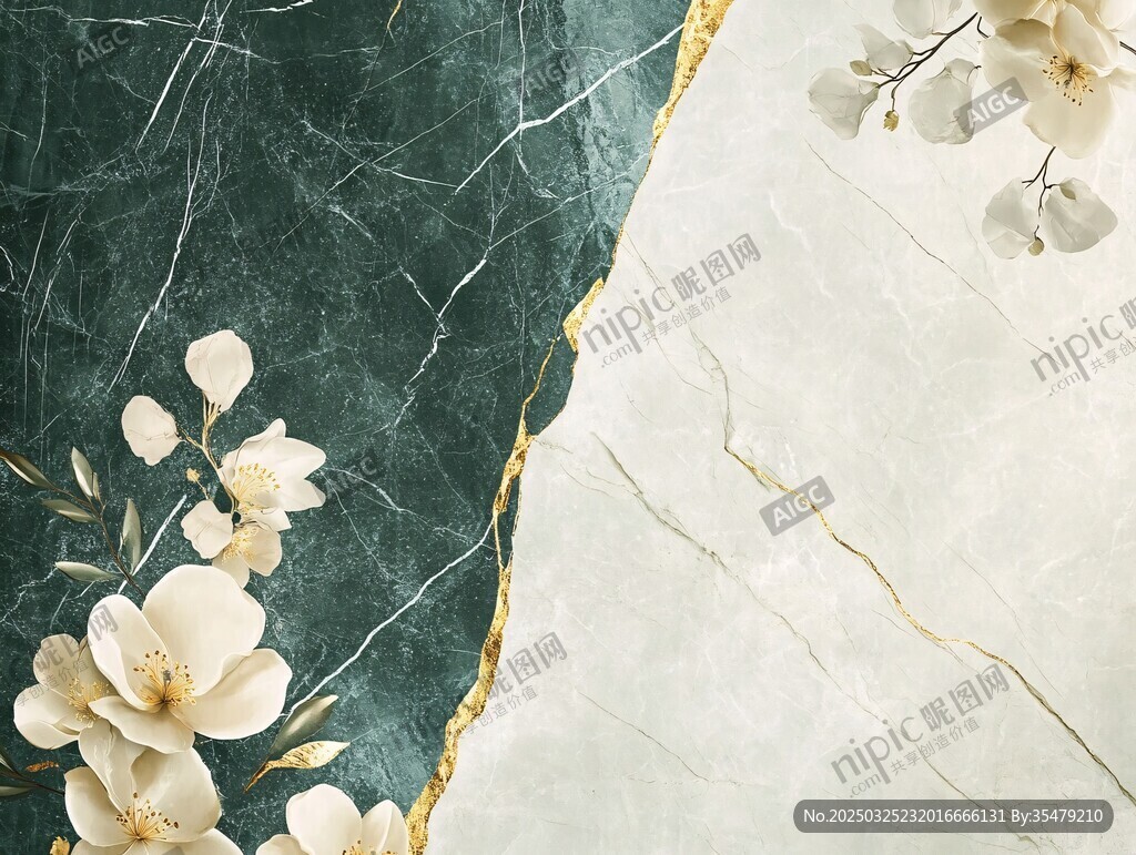 大理石花卉拼接奢華背景圖