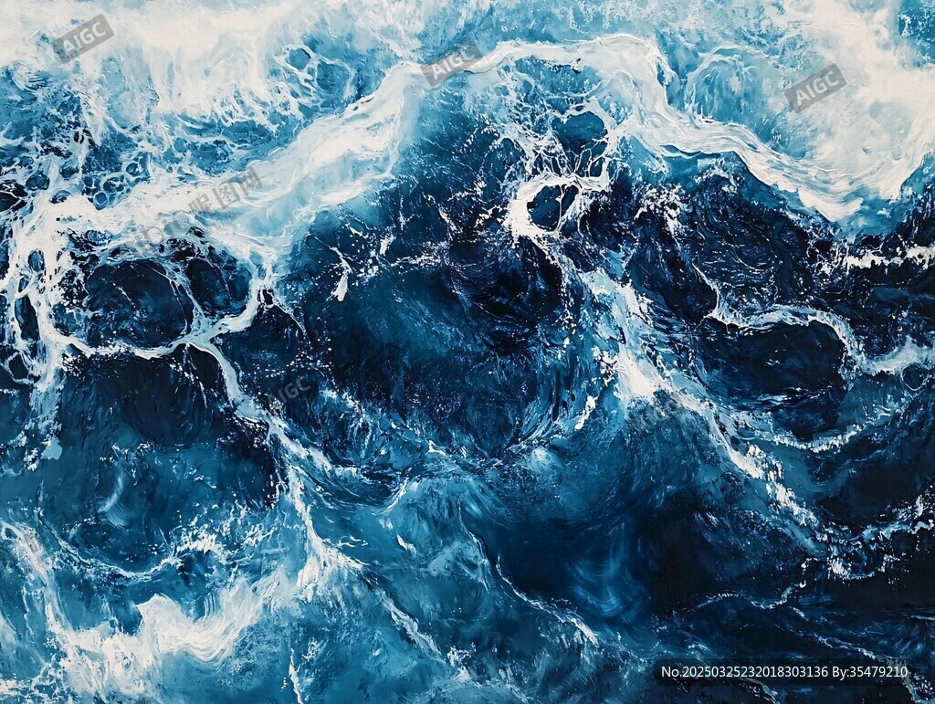 洶涌澎湃的藍色海洋波浪
