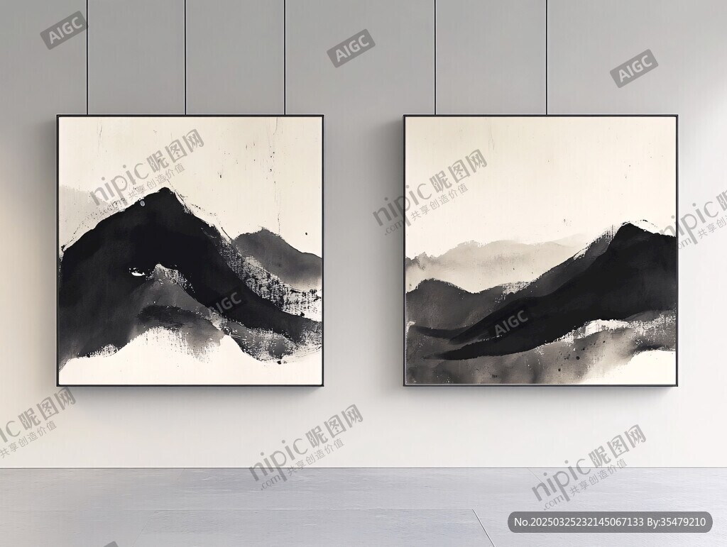 水墨山水掛畫 盡顯中式雅致