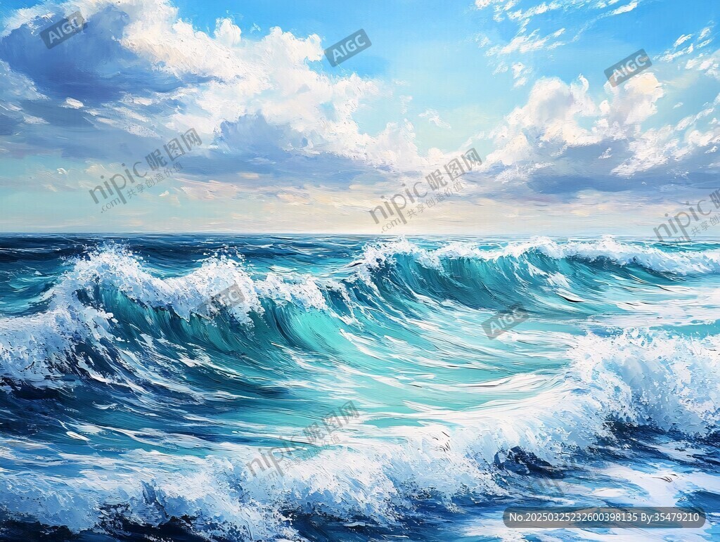 洶涌海浪下的壯闊海洋景象