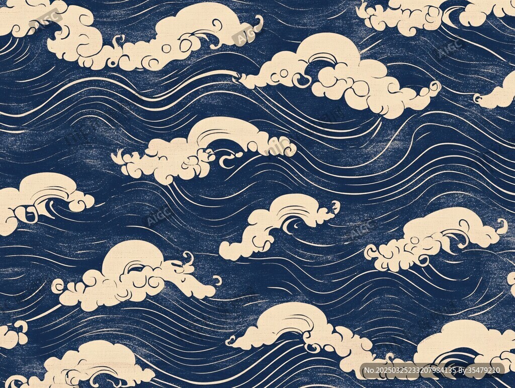 中式海浪云紋傳統(tǒng)圖案