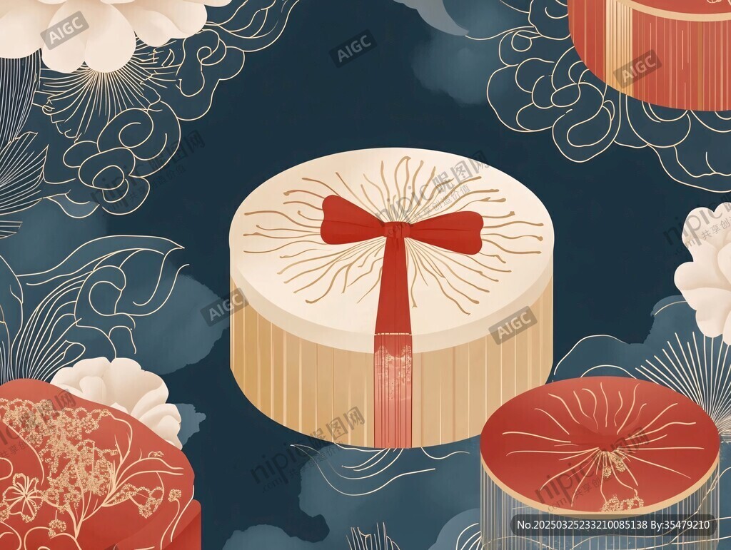 中式禮盒插畫 典雅風(fēng)設(shè)計