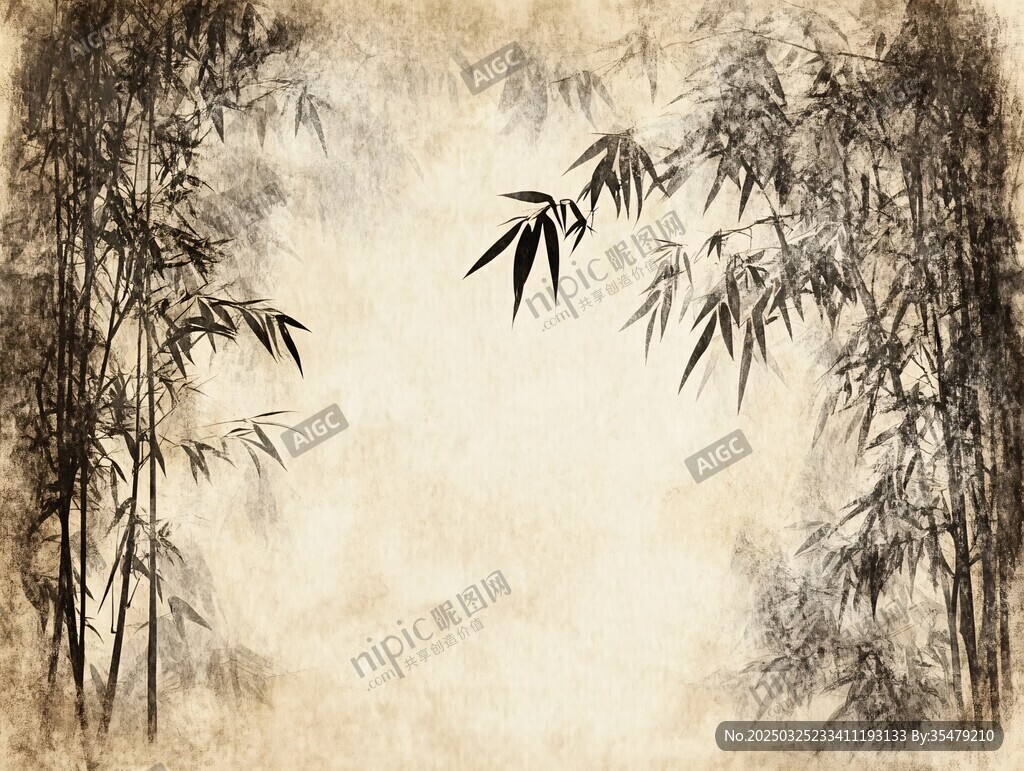 水墨竹林意境圖