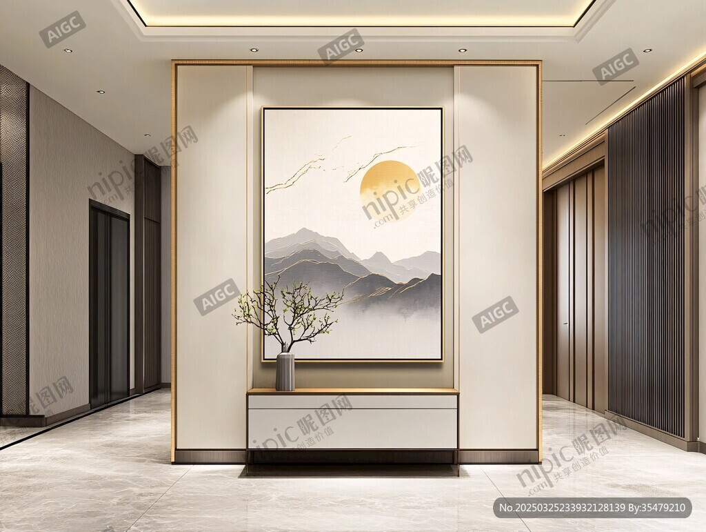 現代中式風玄關藝術景致
