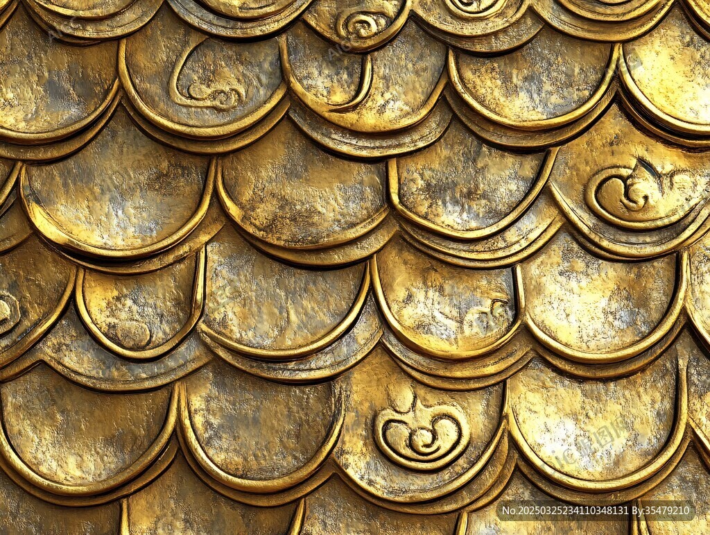 金色魚鱗狀金屬紋理圖案