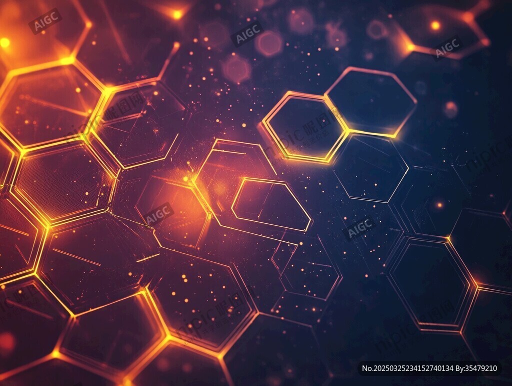 炫彩六邊形科技背景圖案