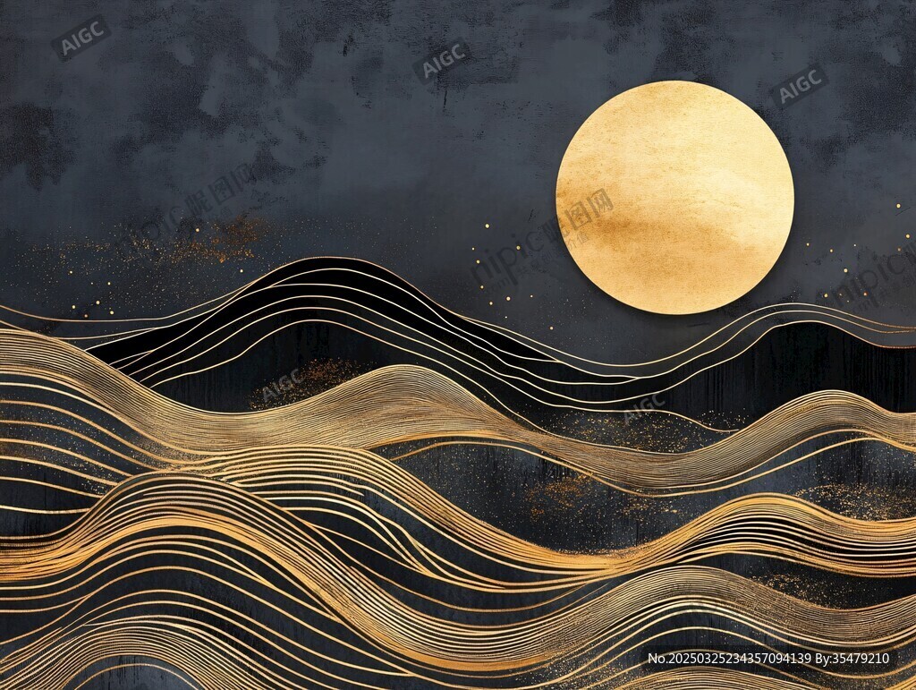 月夜金波抽象藝術(shù)圖景