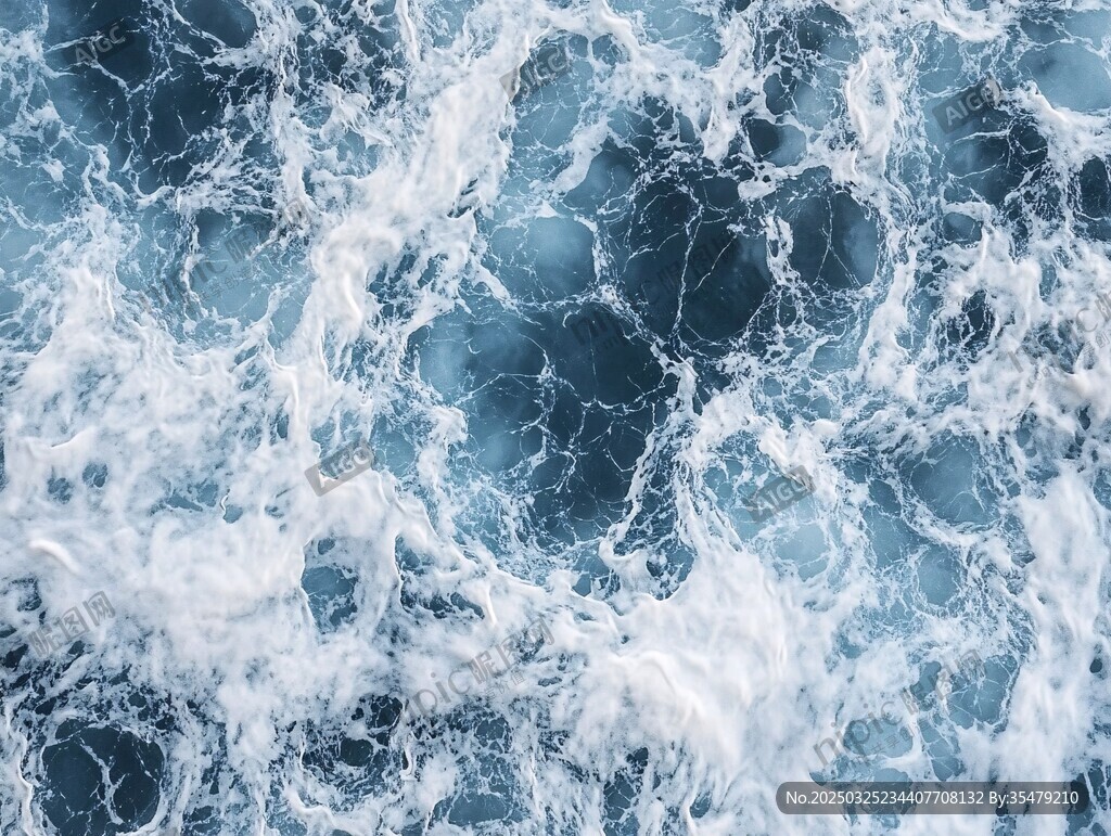 藍色海洋的翻涌浪花
