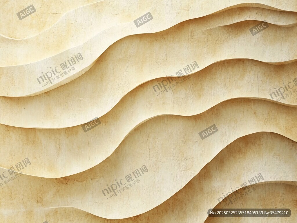 波浪紋理米黃色立體背景