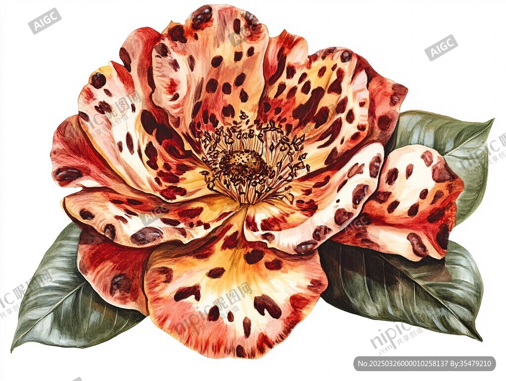 豹紋花卉插畫