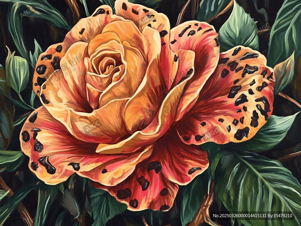 豹紋玫瑰插畫藝術之作