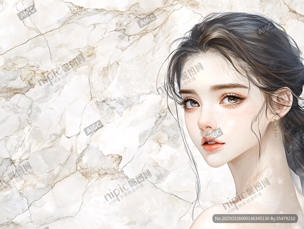優(yōu)雅少女大理石背景肖像