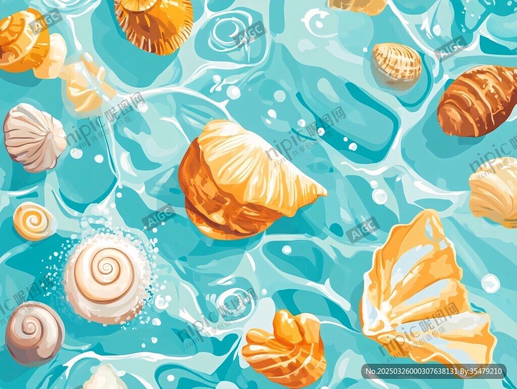 海洋貝殼水底夢幻圖案