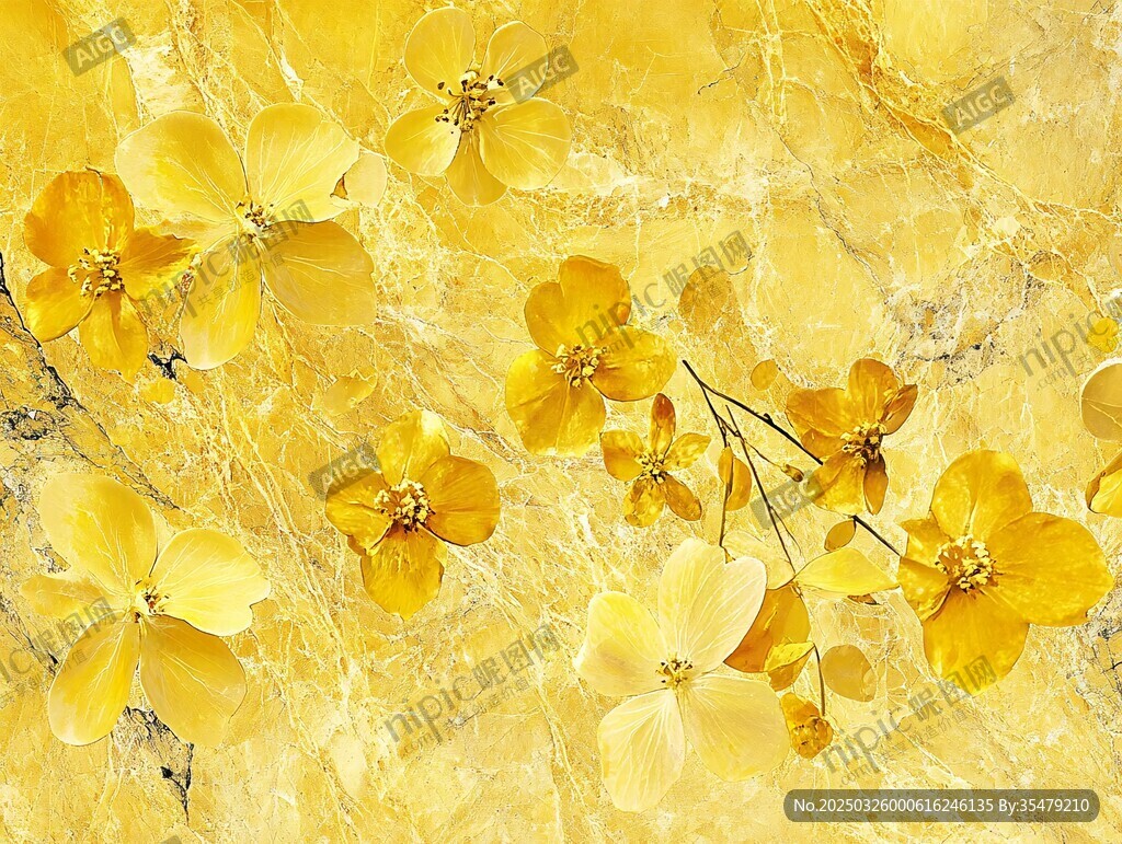 金黃爛漫花朵藝術紋理圖