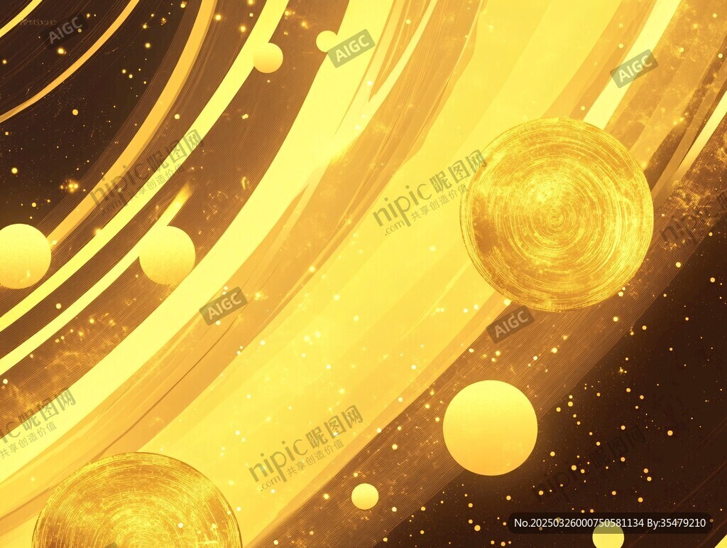 金色夢幻宇宙流體背景圖
