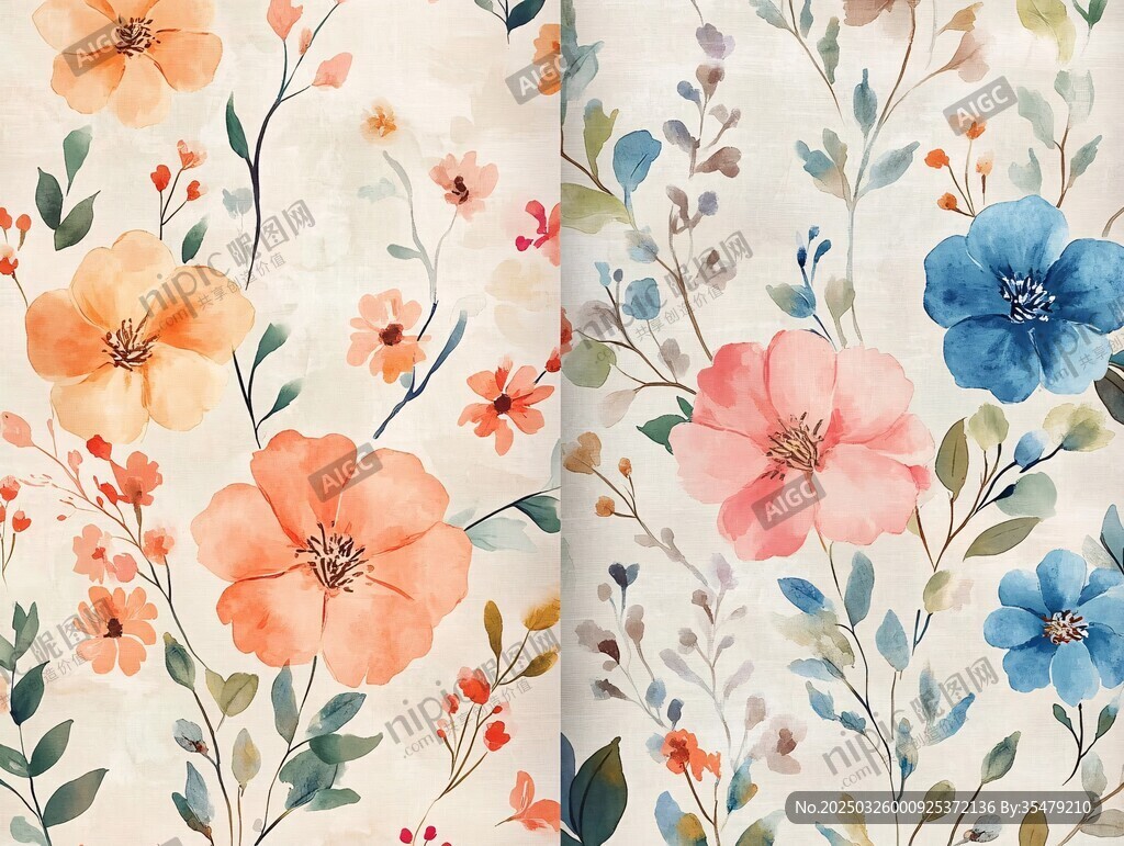 清新手繪風(fēng)花卉圖案設(shè)計