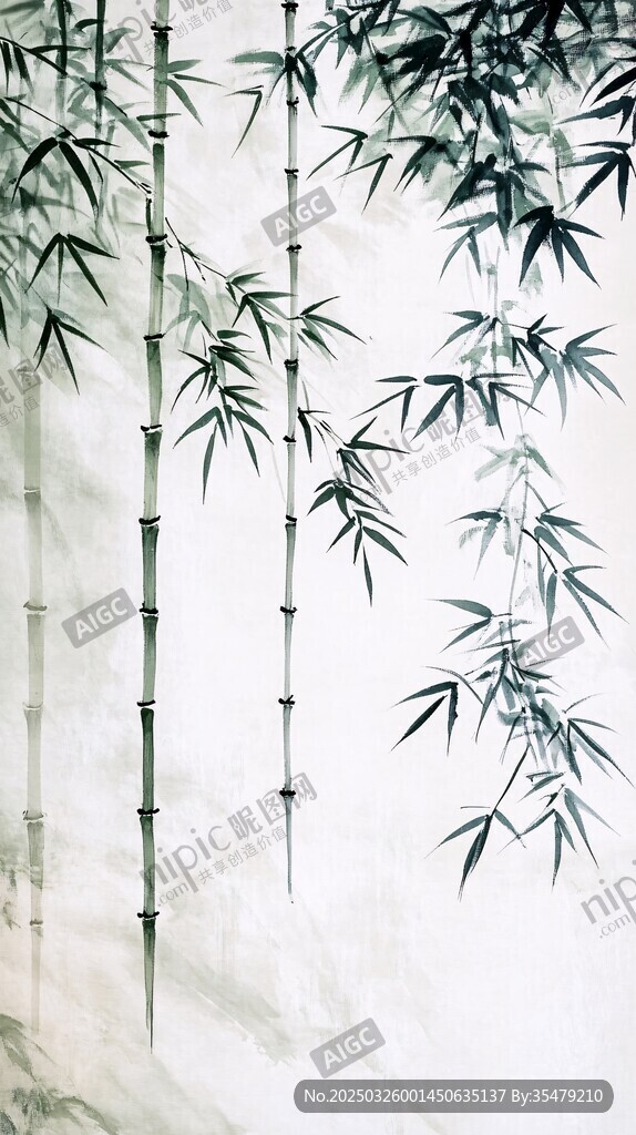 水墨竹林清幽圖