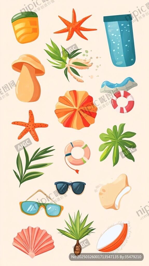 夏日海滩度假元素集合 夏日海滩度假元素集合