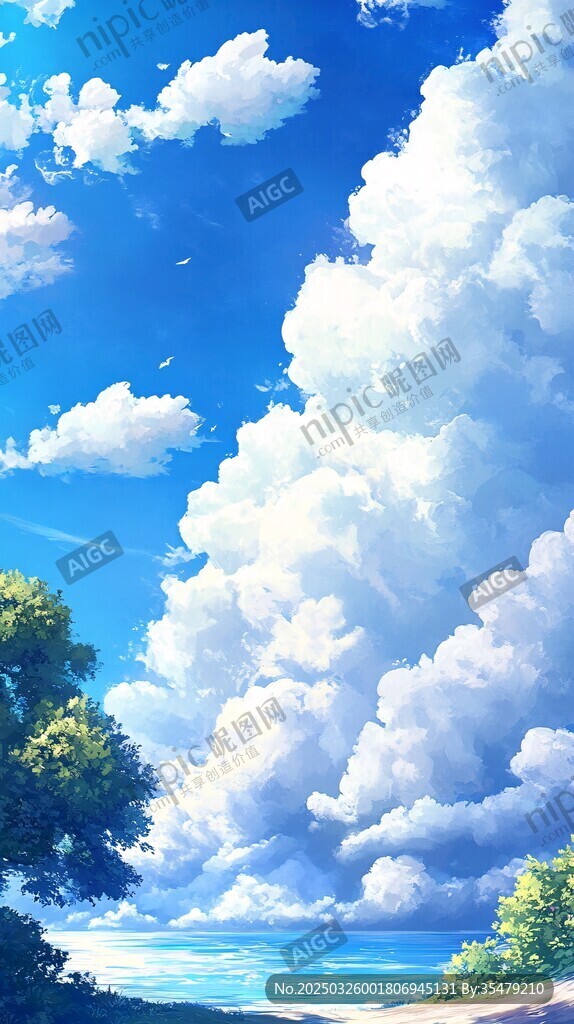 夢幻藍天與蓬松云朵景象