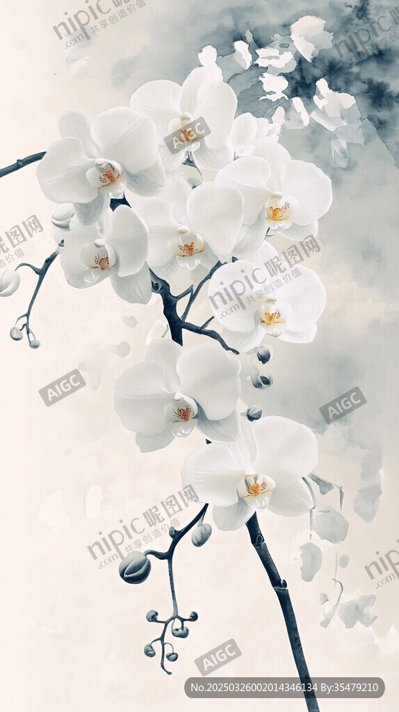 水墨風(fēng)白蘭花優(yōu)雅綻放