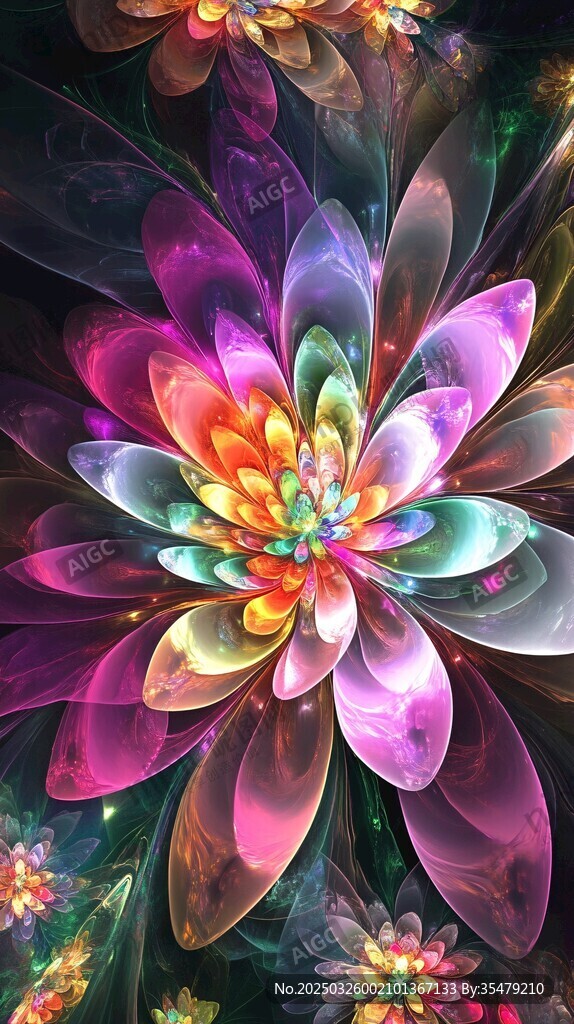 夢幻炫彩分形花朵藝術圖