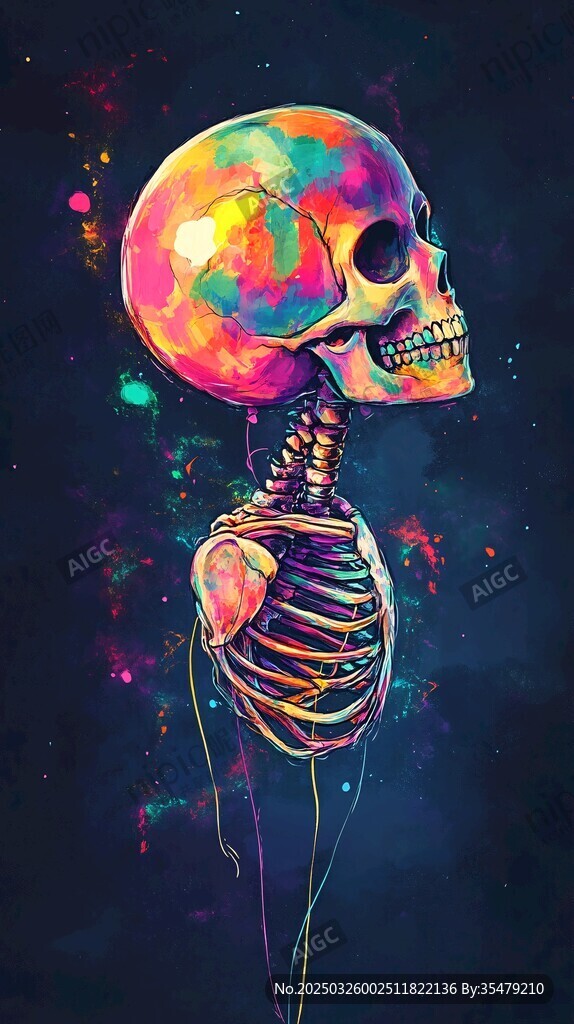 彩色骷髏藝術插畫