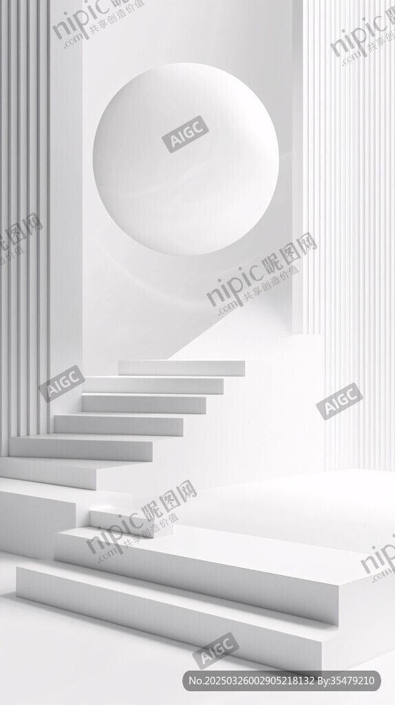 白色極簡幾何空間場景