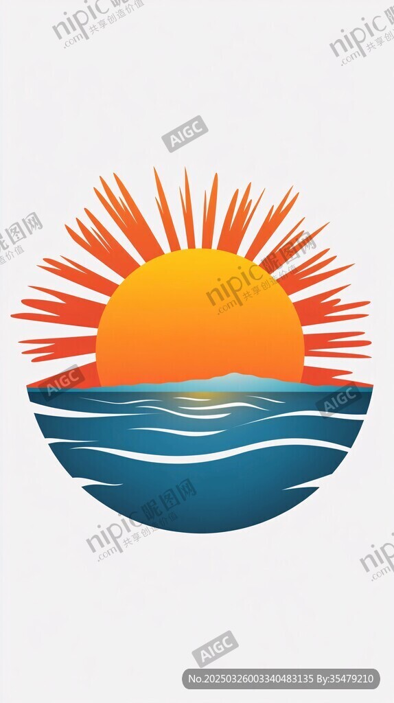海上日出標(biāo)志圖案