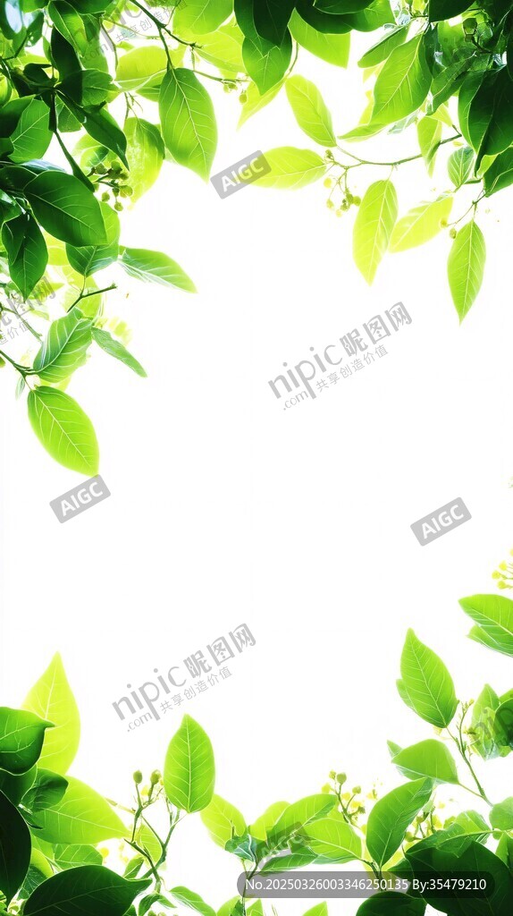 綠葉環繞的清新自然畫面