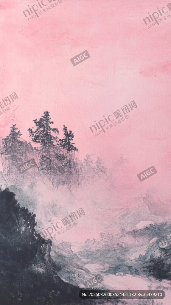夢幻粉墨山水圖景