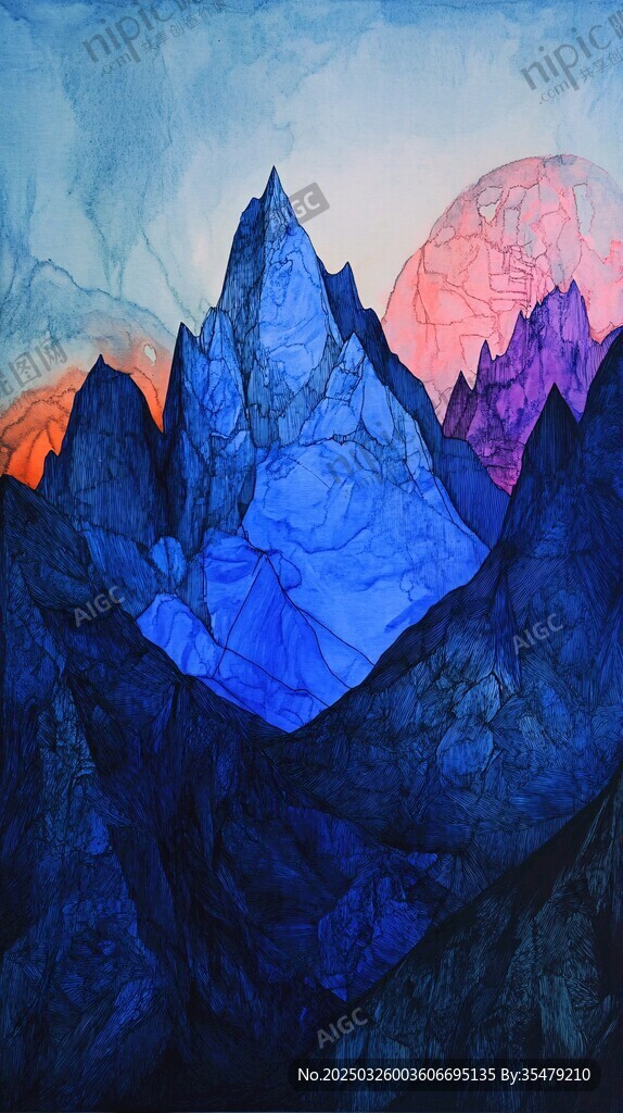夢(mèng)幻色彩的山脈景觀