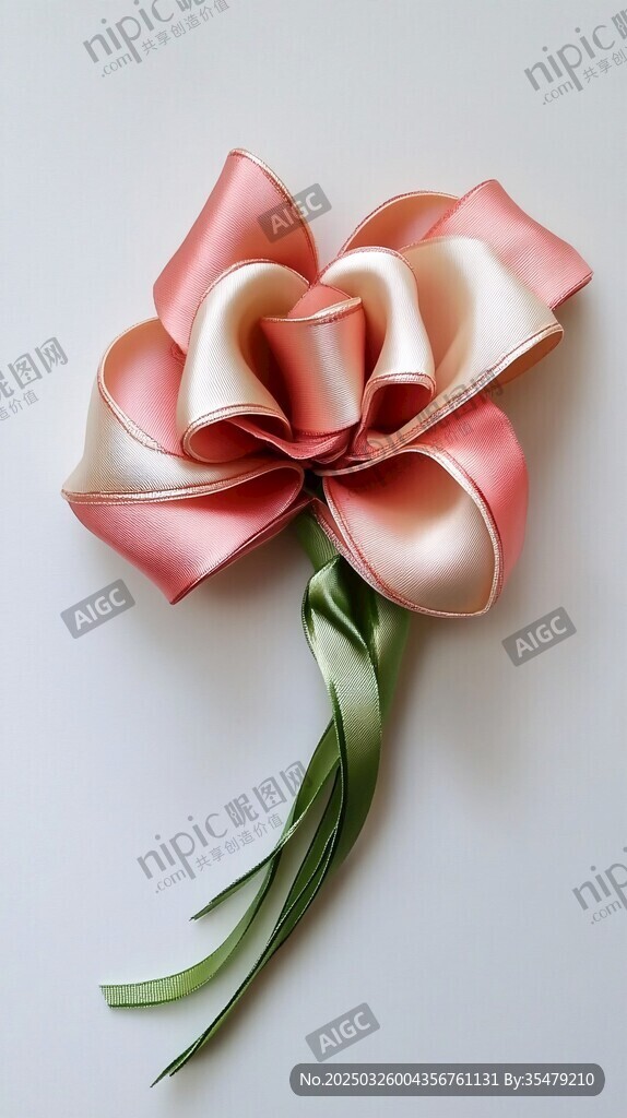 粉色緞帶手工花朵飾品