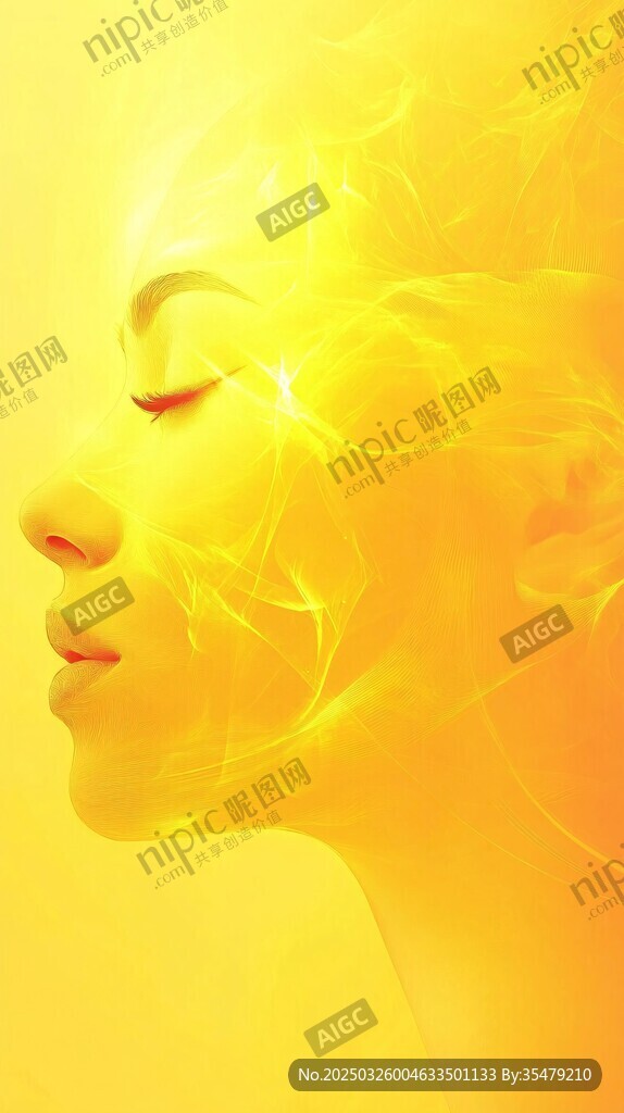 夢幻黃光中的女性側(cè)臉