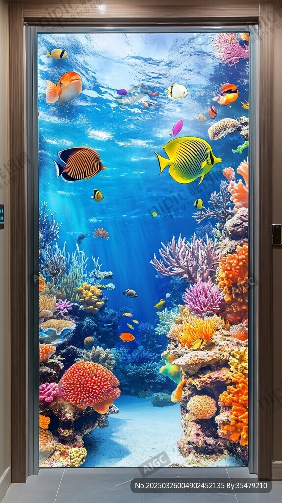 海底世界門貼裝飾畫