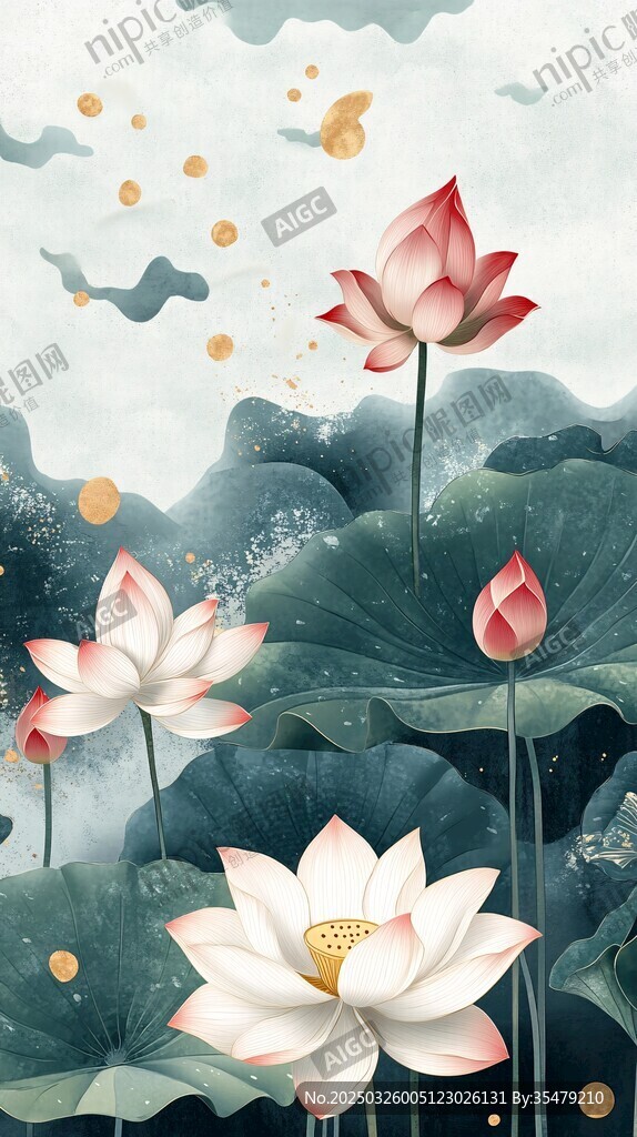 水墨荷花繪就中式意境美