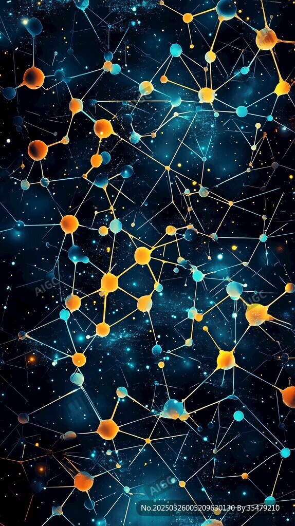 夢幻分子結構星空背景圖