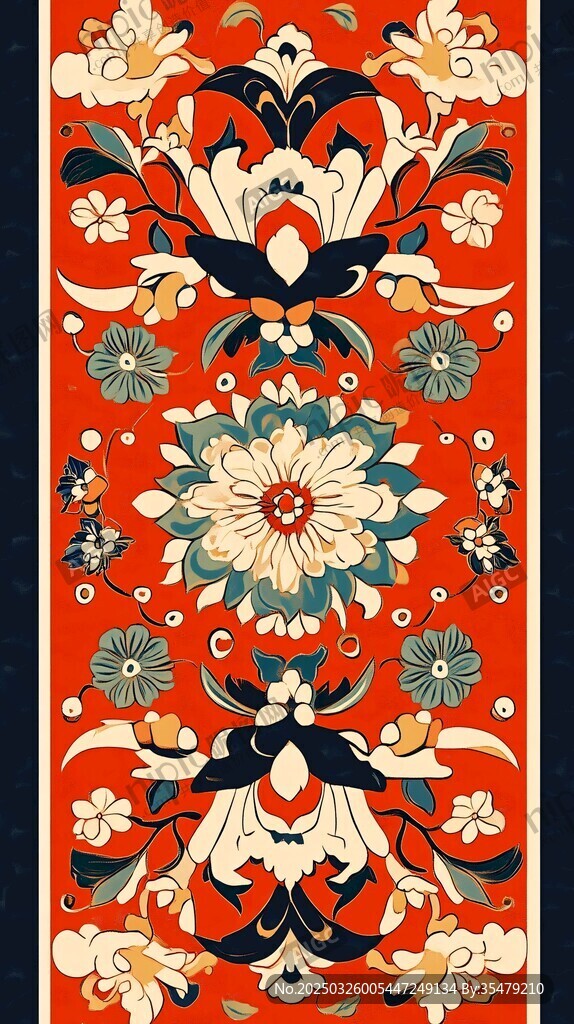 中式傳統(tǒng)花卉圖案地毯