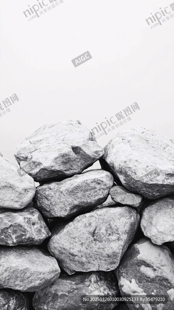 灰白石塊堆疊景象